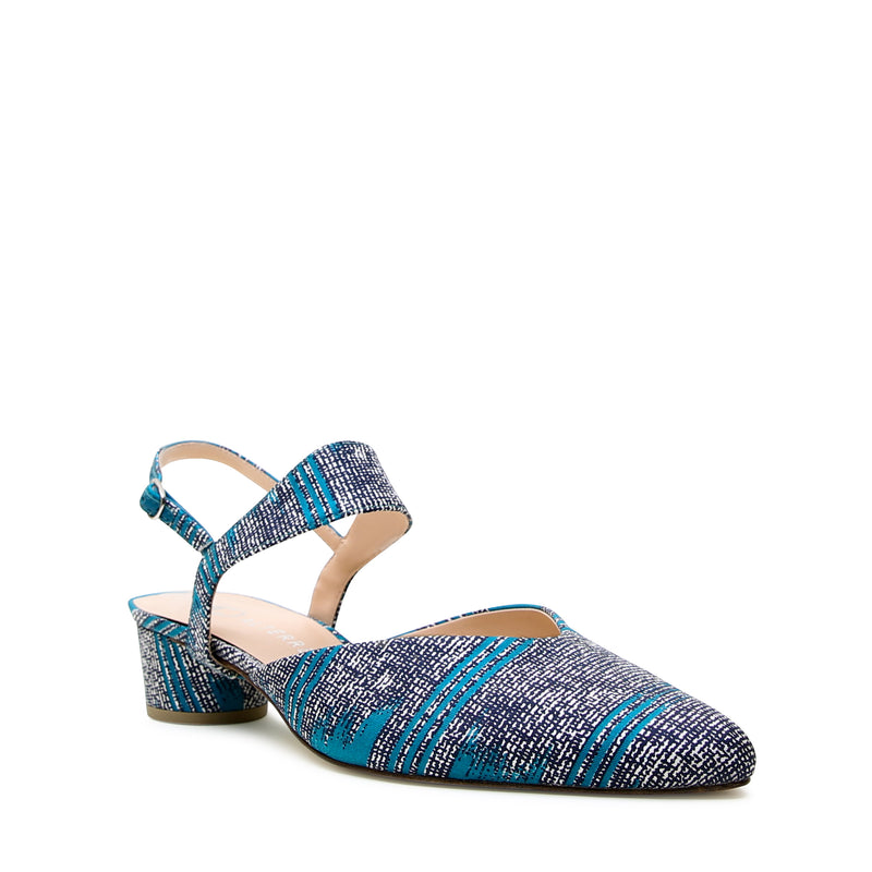 Elsie in Tidal Blue strap featuring a bold teal tone and polished reclaimed silk texture.