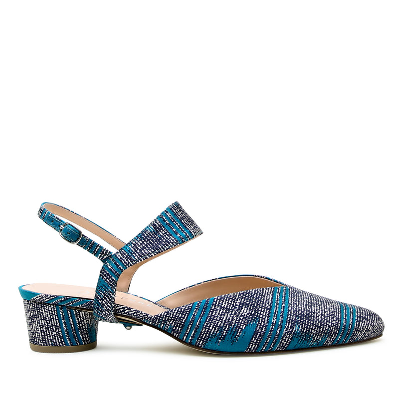 Tidal Blue Elsie Strap with elegant reclaimed silk finish and versatile styling for dressy or everyday looks.