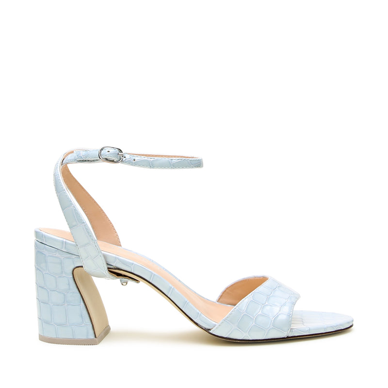 Blue Viper detachable strap in light blue patent croc print for customizable wedding and occasion styling.