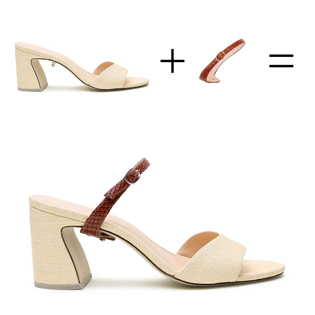Raffia Wave Sandal + Brown Snake Twiggy Strap