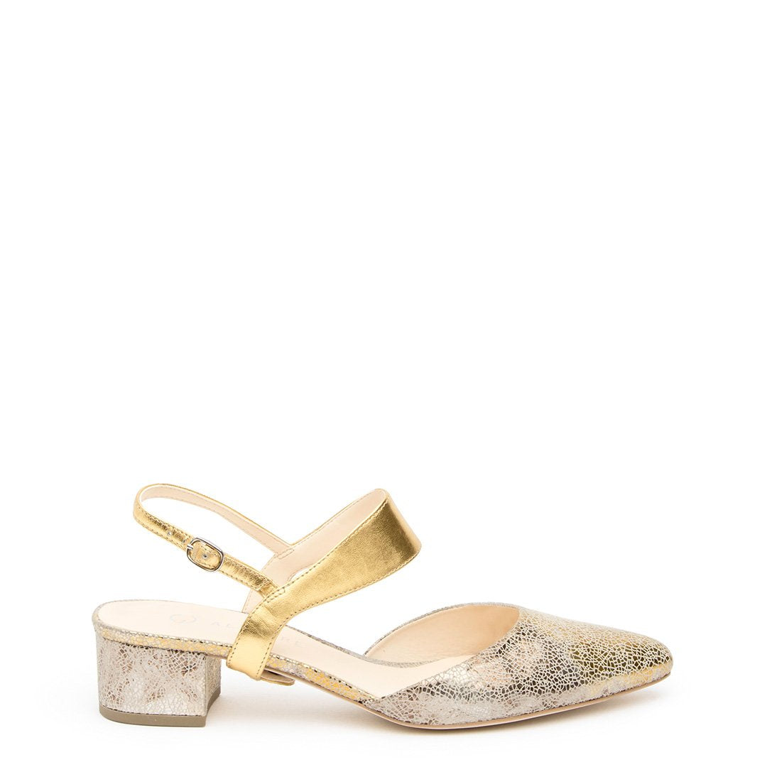 Broken Mirror Slide + Gold Elsie Customized Slide Sandals | Alterre Interchangeable Slides - Sustainable Footwear & Ethical Shoes