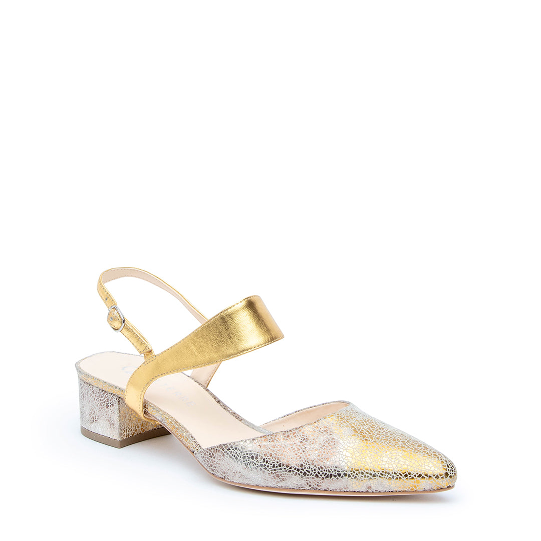 Broken Mirror Slide + Gold Elsie Custom Slide Sandals | Alterre Make A Shoe - Sustainable Shoes & Ethical Footwear
