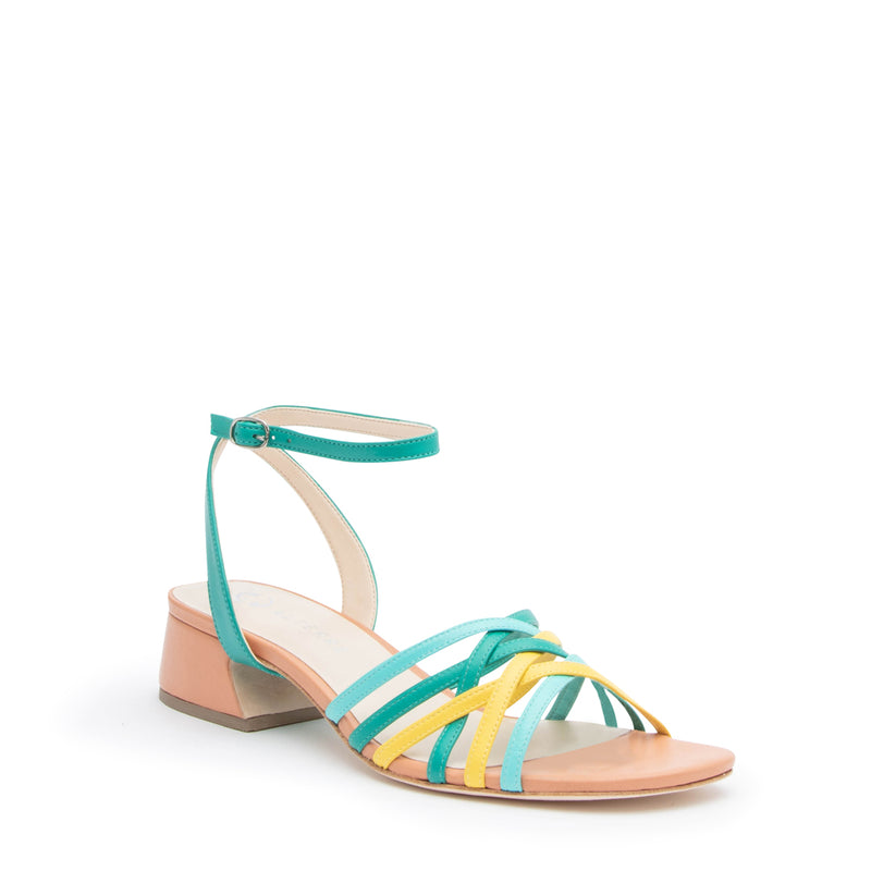 Blush Multi Bell Sandal + Teal Marilyn Custom Sandals | Alterre Make A Shoe - Sustainable Shoes & Ethical Footwear