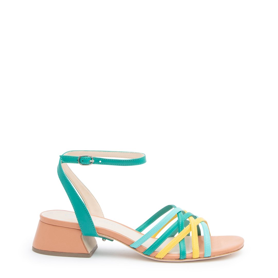 Blush Multi Bell Sandal + Teal Marilyn Customized Sandals | Alterre Interchangeable Sandals - Sustainable Footwear & Ethical Shoes