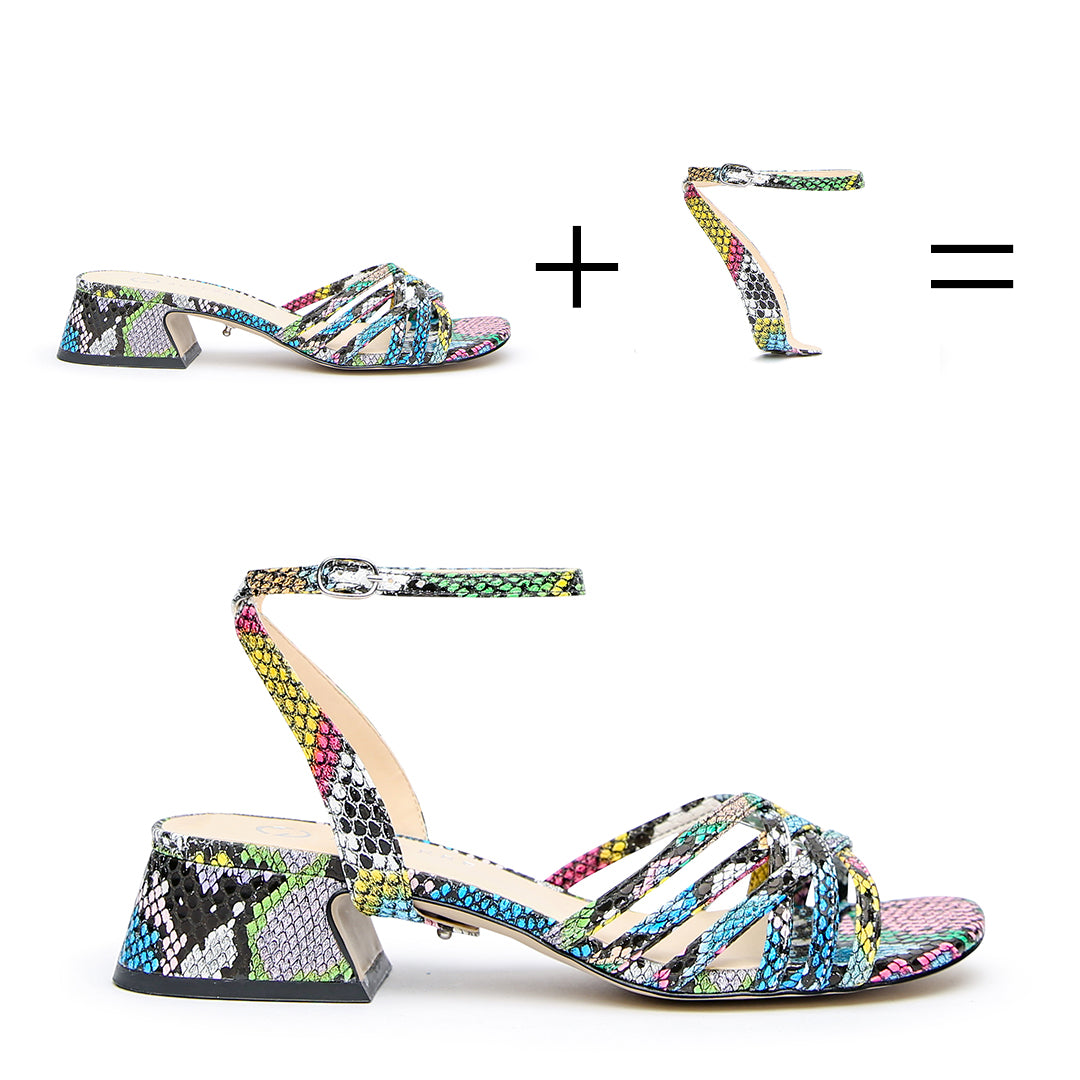 Customizable Animal Print Sandal + Marilyn Strap | How it works - sustainable shoes for women, ethical vegan sandals