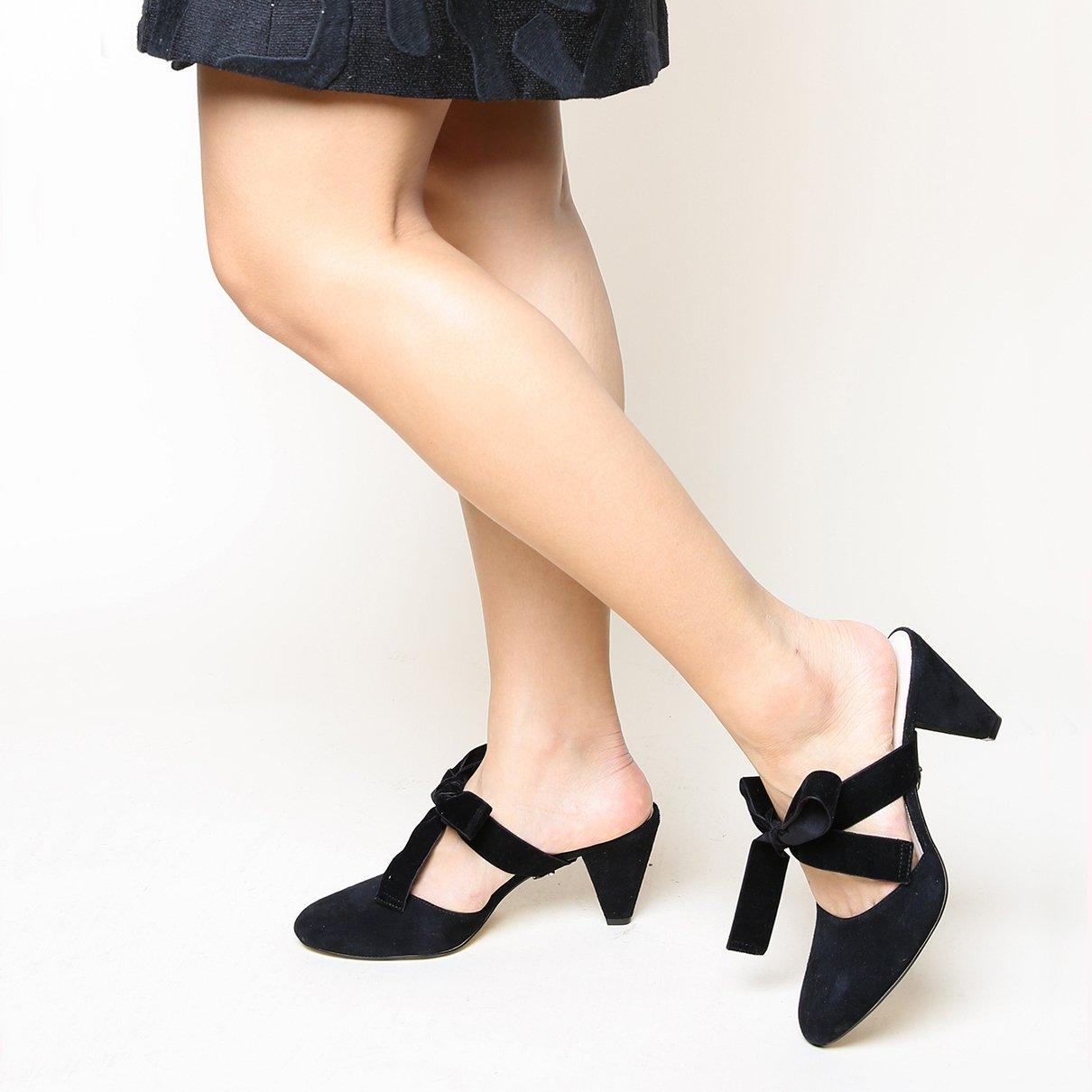 Womens black cheap suede mules