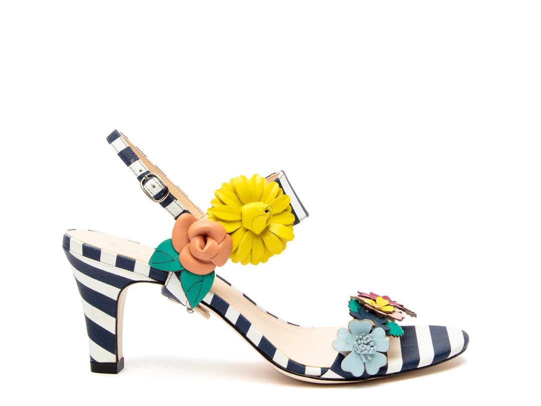 Striped Floral Open Toe