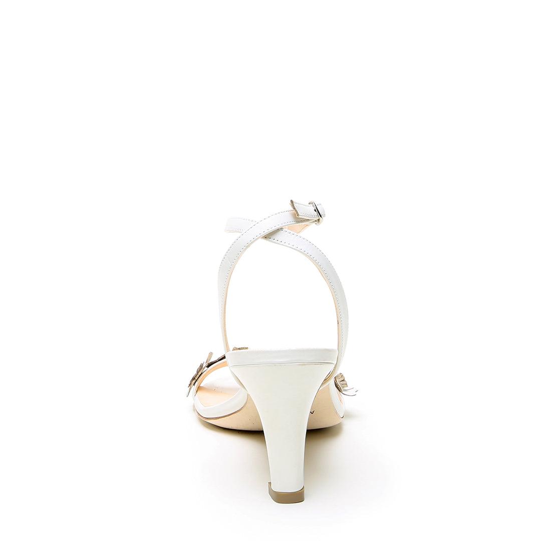 White Floral Open Toe + Marilyn | Alterre Customizable Bridal Heels - Sustainable Footwear for Women