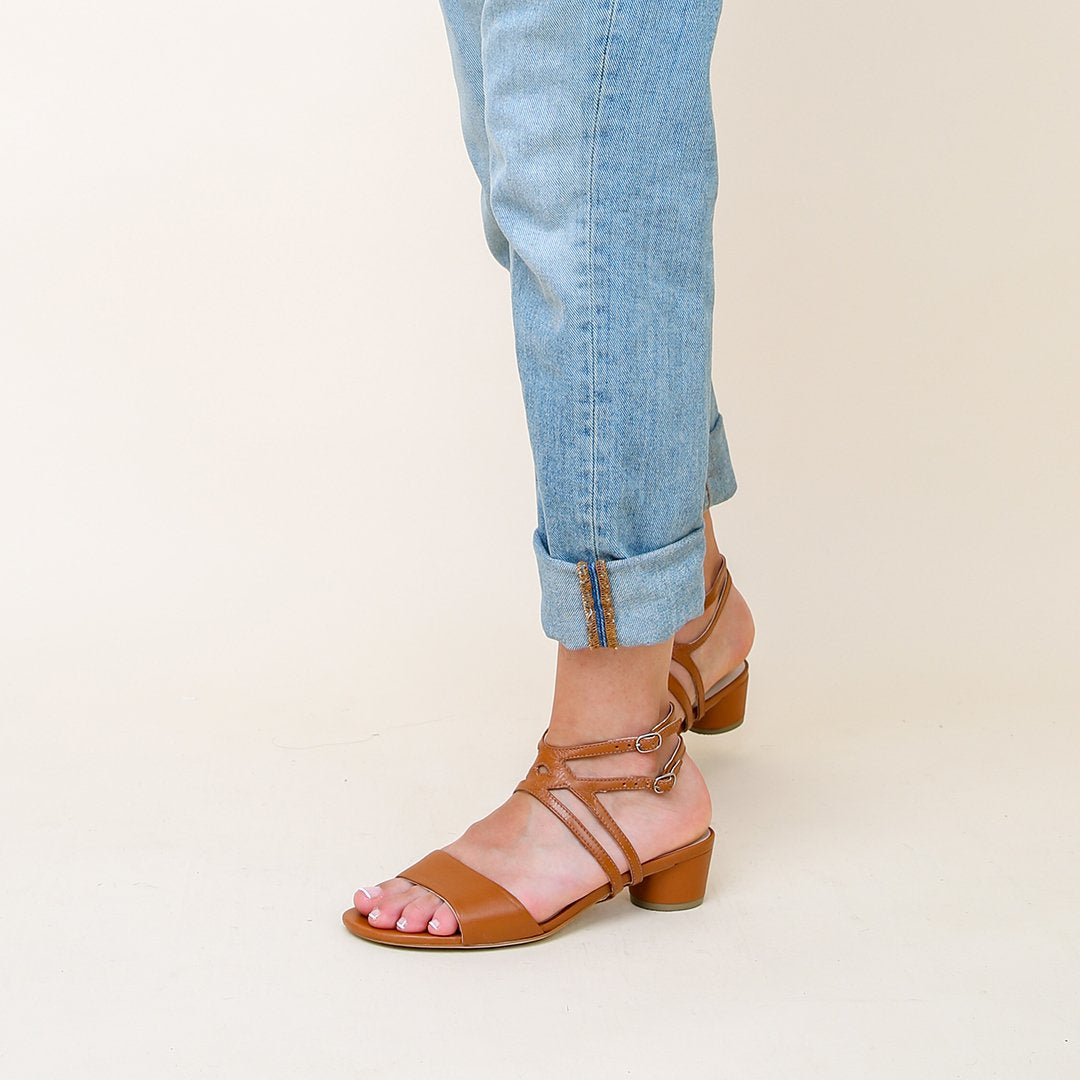 Cognac Sandals with Interchangeable Lozen Strap | Alterre Build Your Own Shoe - Sustainable Sandals & Ethical Footwear Company