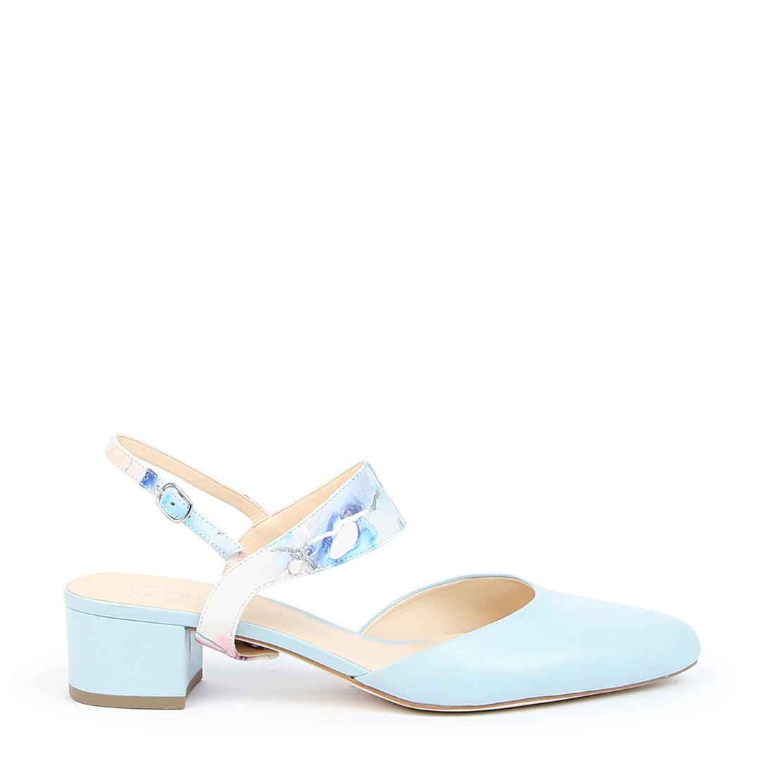 Agate Blue Customizable Slide + Marble Elsie Strap | Alterre Interchangeable Shoes - Sustainable Footwear & Ethical Shoes