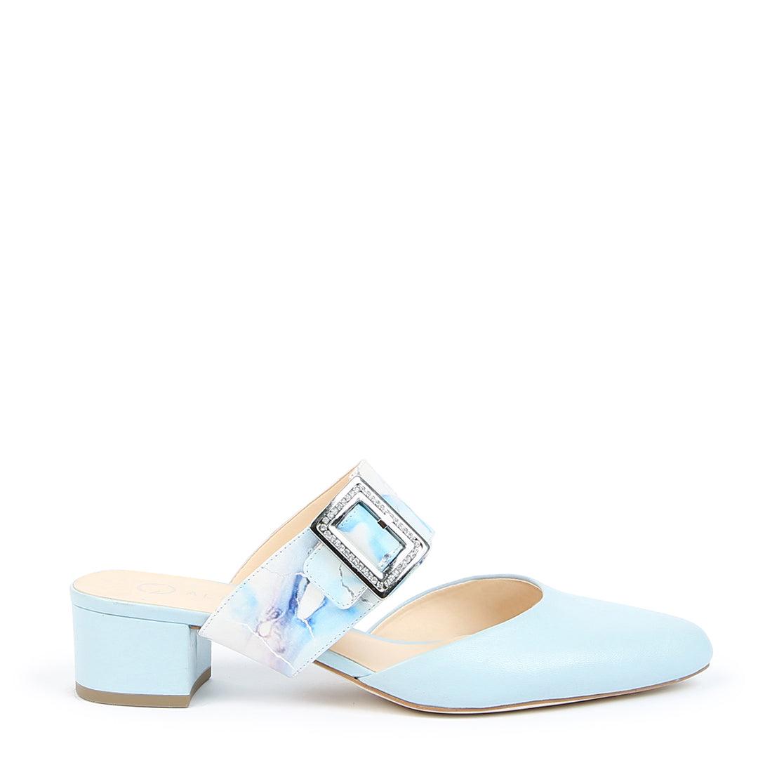 Agate Blue Customizable Slide + Marble Grace Strap | Alterre Interchangeable Shoes - Sustainable Footwear & Ethical Shoes