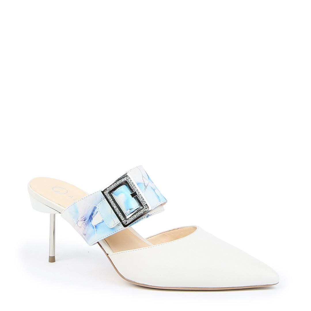 Customizable White Stiletto + Marble Grace Strap | Alterre Make A Shoe - Sustainable Shoes & Ethical Footwear
