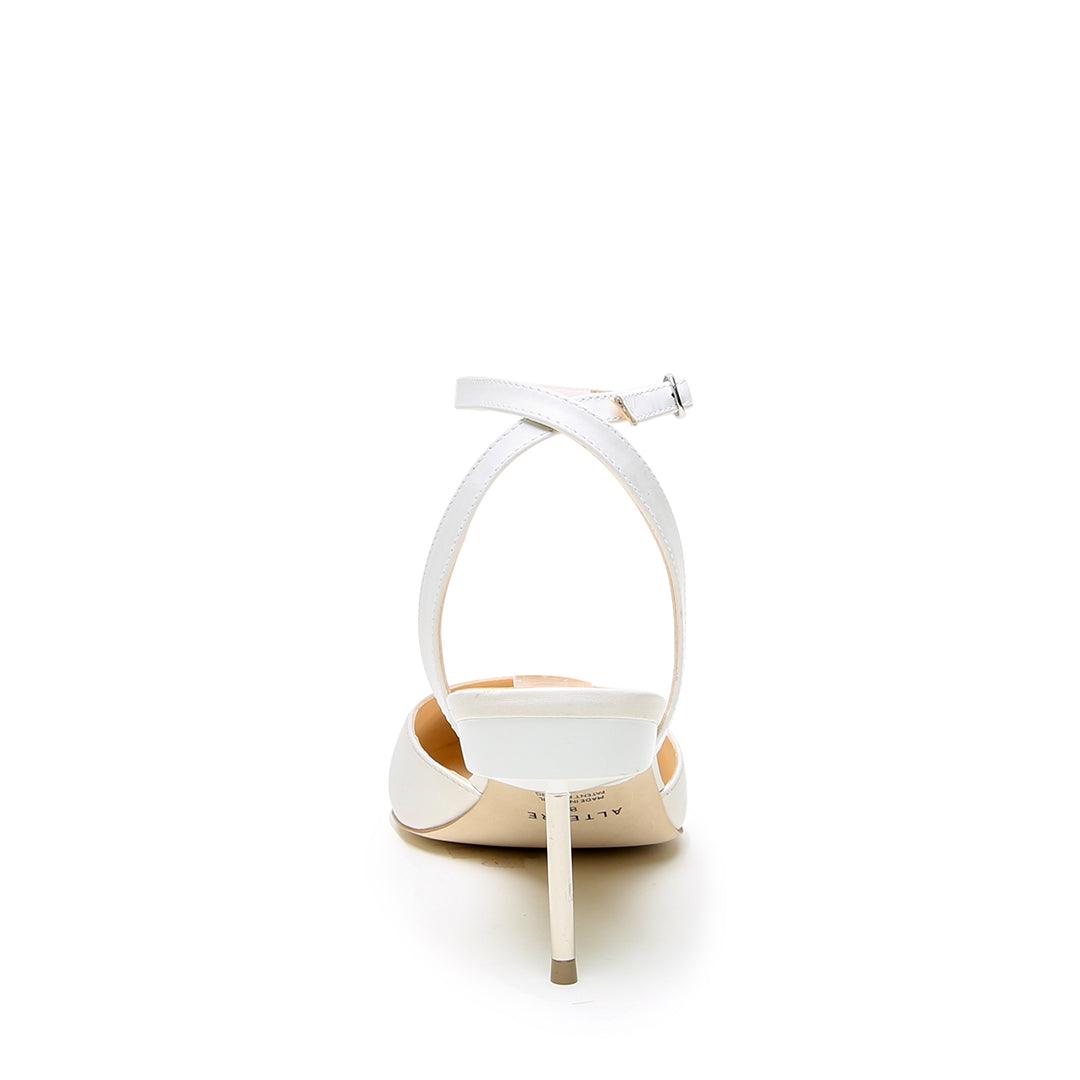 Alterre Customizable White V Mule + Marilyn Strap - White - 7