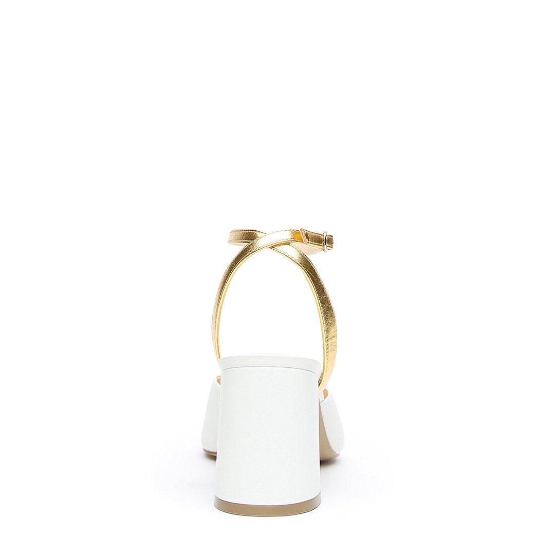 Alterre Customizable White V Mule + Marilyn Strap - White - 7