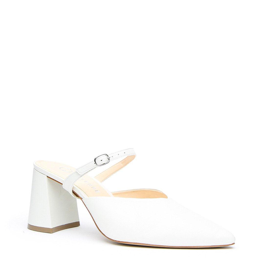 White slingback clearance mules