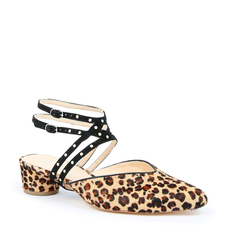 Customizable Leopard Slide + Studded Black Lozen Strap | Alterre Make A Shoe - Sustainable Shoes & Ethical Footwear
